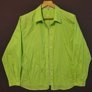 Foxcroft Green Striped Women's Button up Cotton Shirt. Size 16